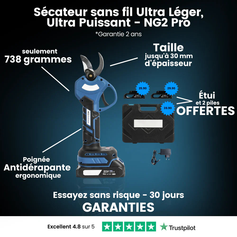 Sécateur sans fil Ultra Léger, Ultra Puissant - NG2 Pro